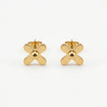 QIAOREN 11774  Ins Chic Solid Cross With Central Ball Stainless Steel Stud Earrings Gold Trend Accessory for American European