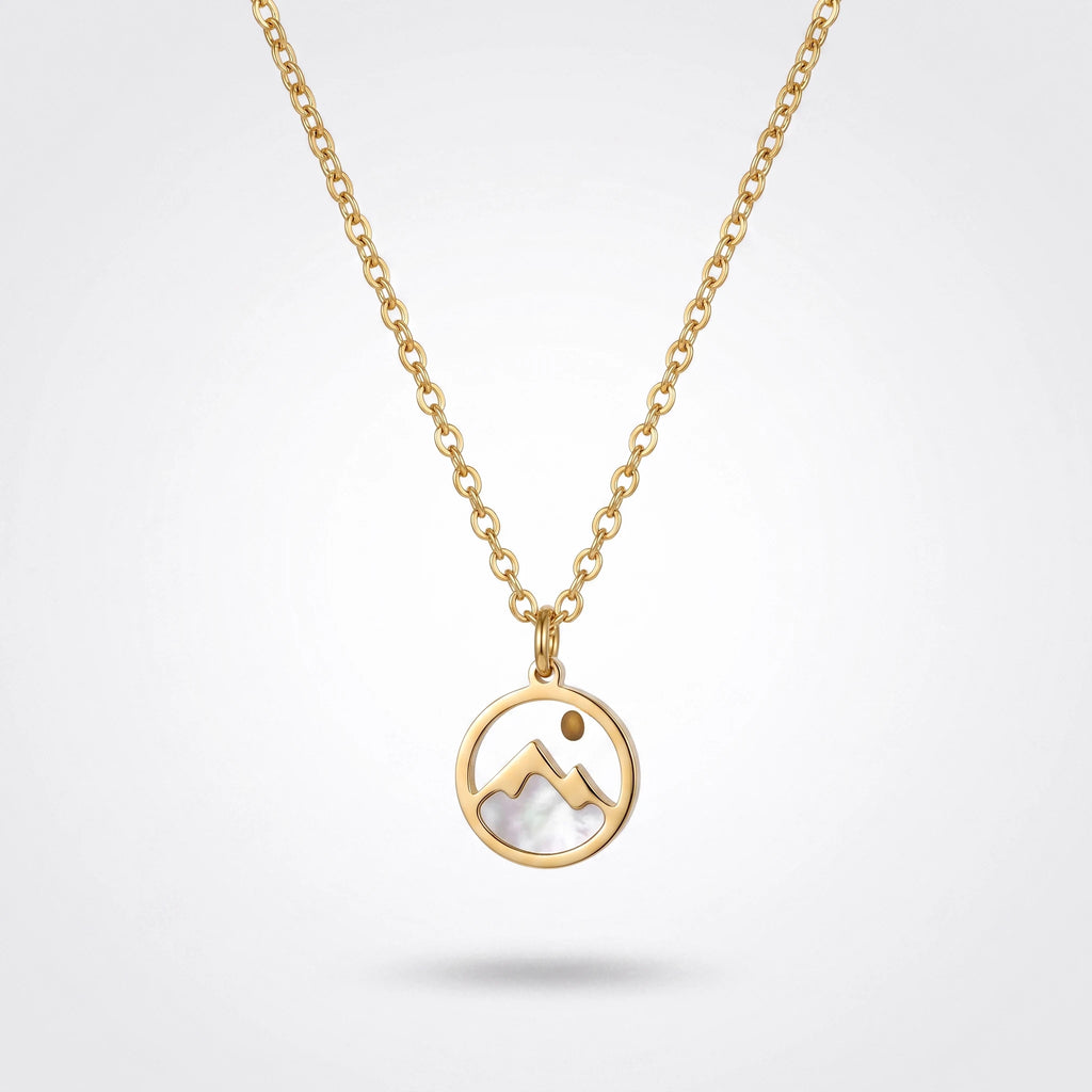 QIAOREN 13422 Stainless Steel Mountain Pendant Necklace Minimalist Nature Jewelry Outdoor Hiking Jewelry for Women