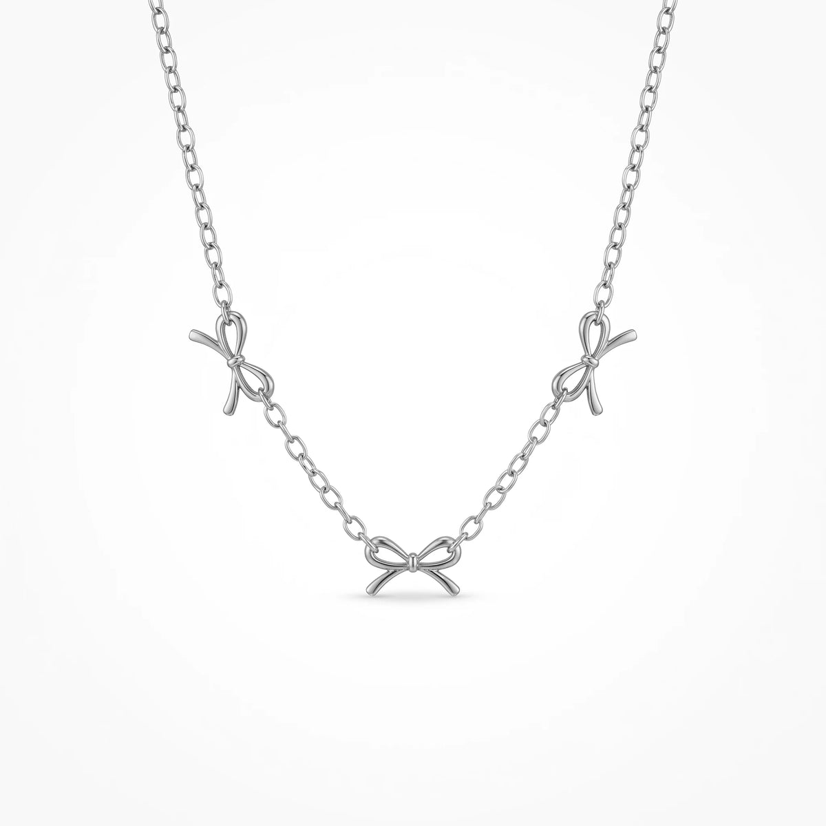 QIAOREN 12868 18K Gold Plated Coquette Bow Necklace, Waterproof Tarnish Free Stainless Steel Ribbon Charm Jewelry for Women