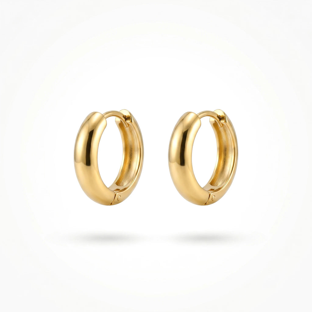 QIAOREN 12506  Elegant Quiet Luxury Mini Dome Hoops Gold Stainless Steel Small Bold Puffy Huggie Hoop Earrings EU