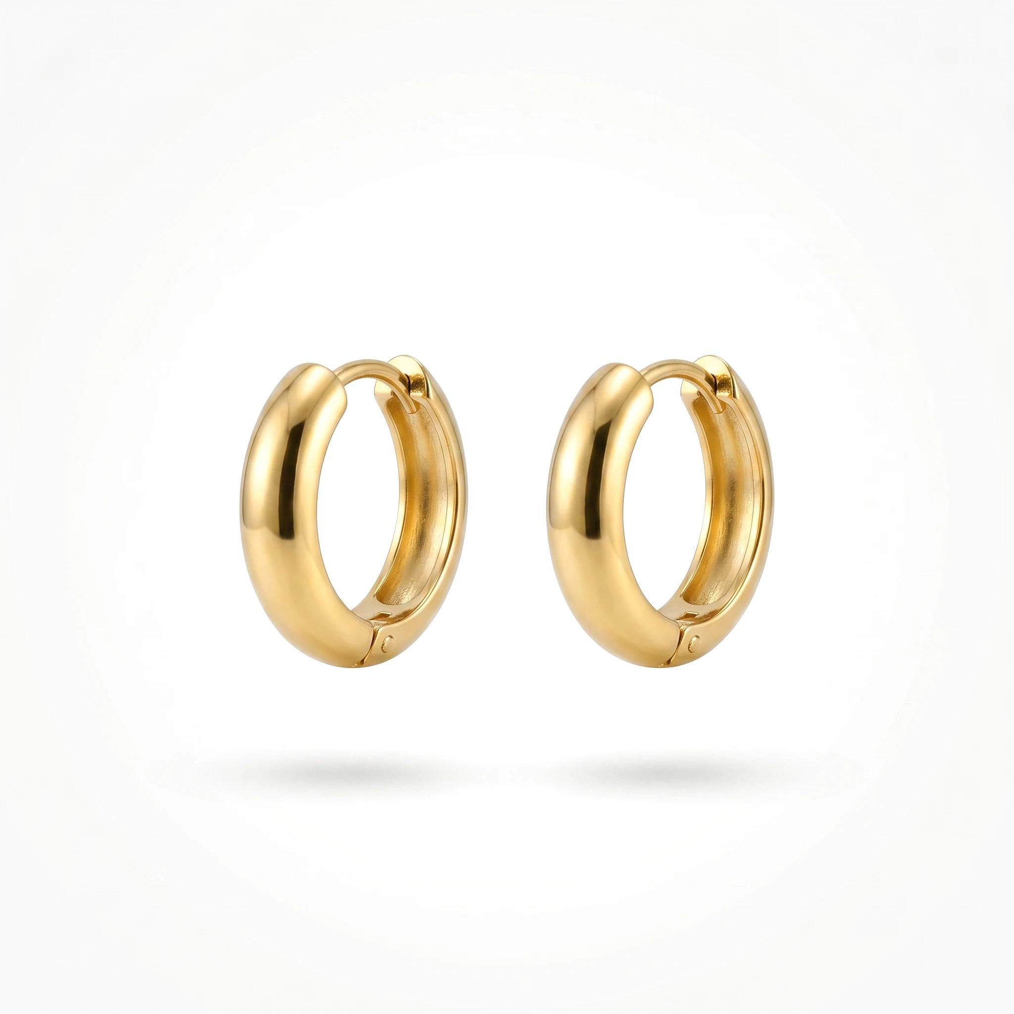 QIAOREN 12506  Elegant Quiet Luxury Mini Dome Hoops Gold Stainless Steel Small Bold Puffy Huggie Hoop Earrings EU