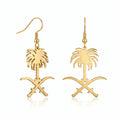QIAOREN 10943 High Quality Women's Saudi Emblem Drop Stainless Steel 18K Gold Plated Tarnish Resistant Party Fashion Earrings