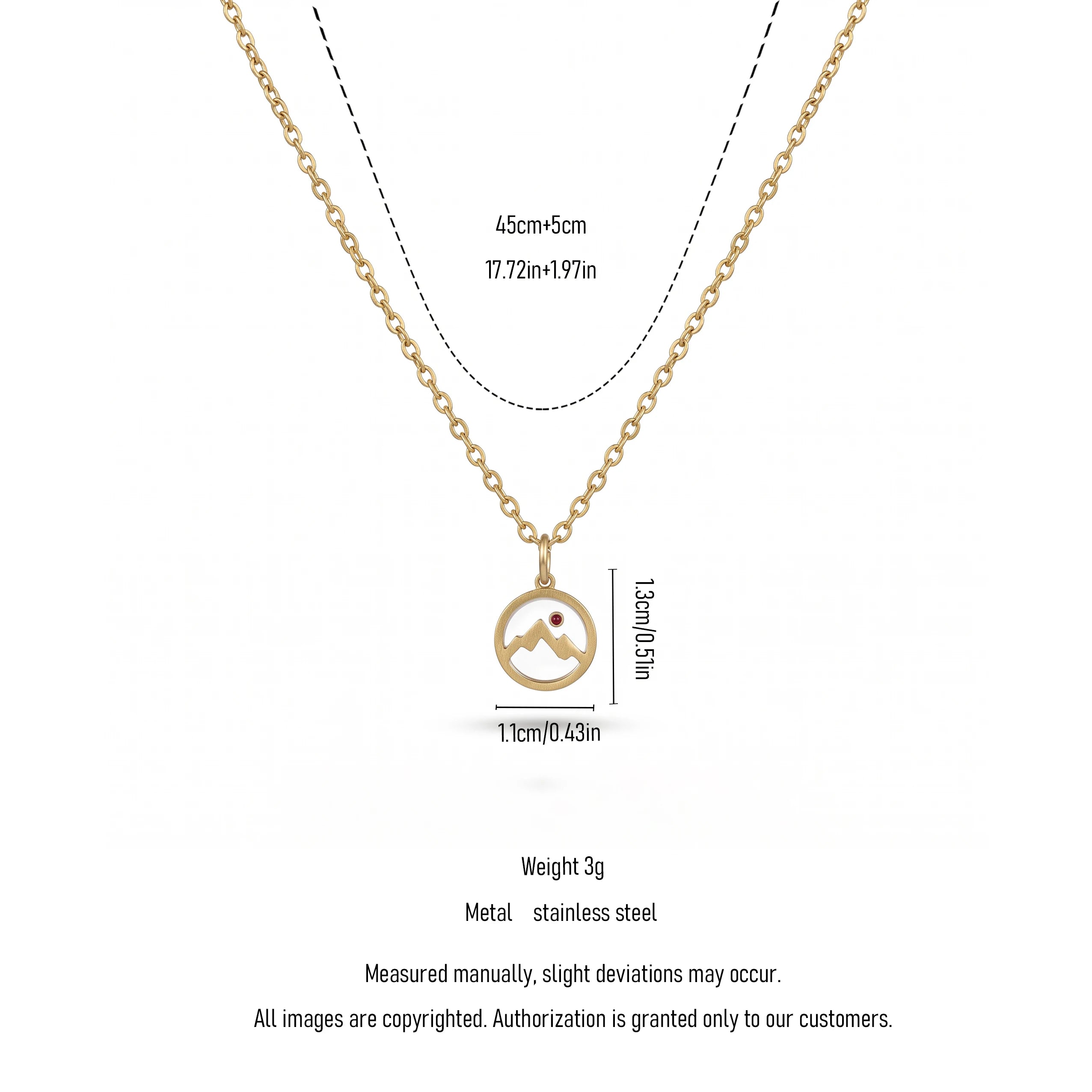 QIAOREN 13422 Stainless Steel Mountain Pendant Necklace Minimalist Nature Jewelry Outdoor Hiking Jewelry for Women