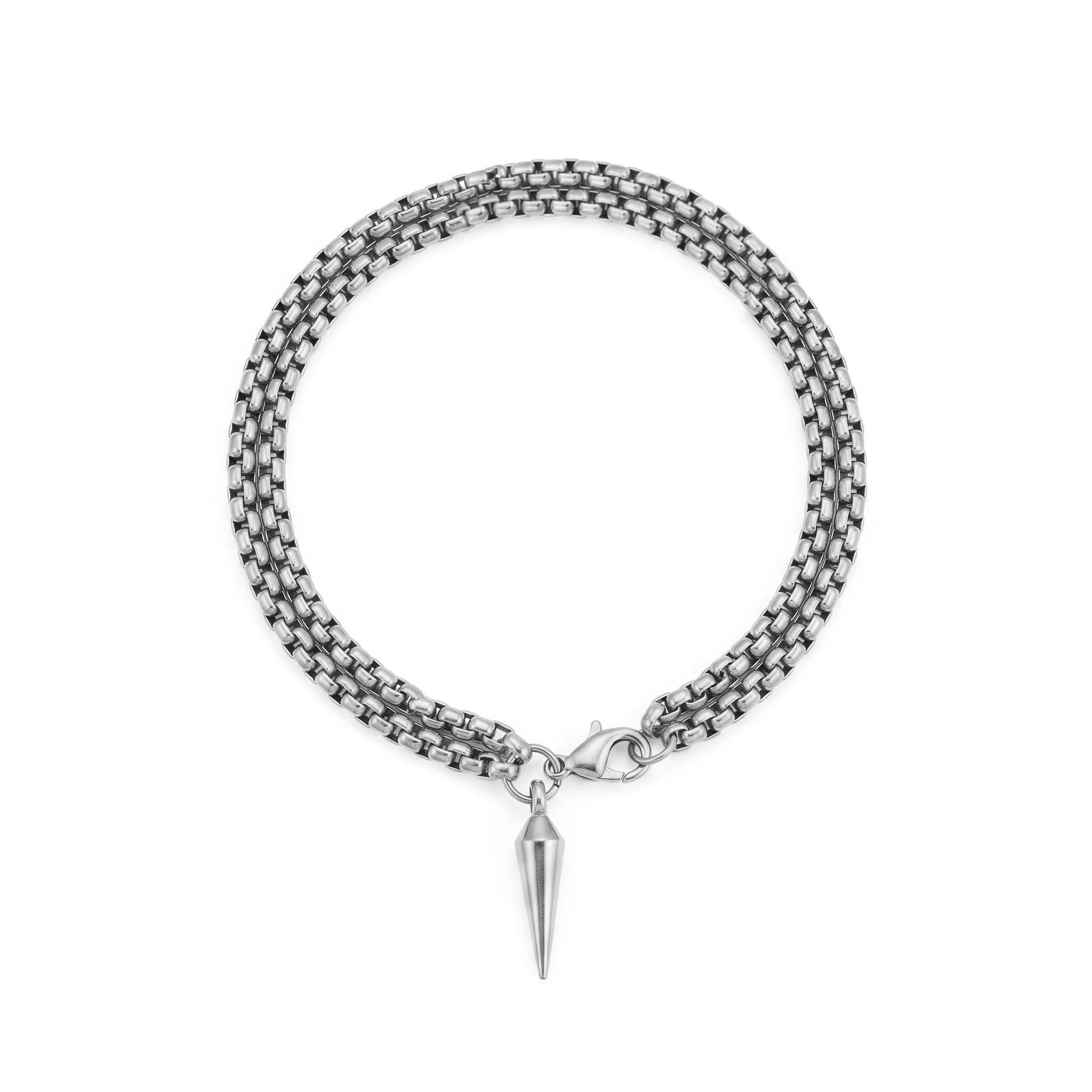 QIAOREN 11431 Rust Resistant Waterproof 18K Gold Plated Stainless Steel Double Curb Chain Spike Bracelet