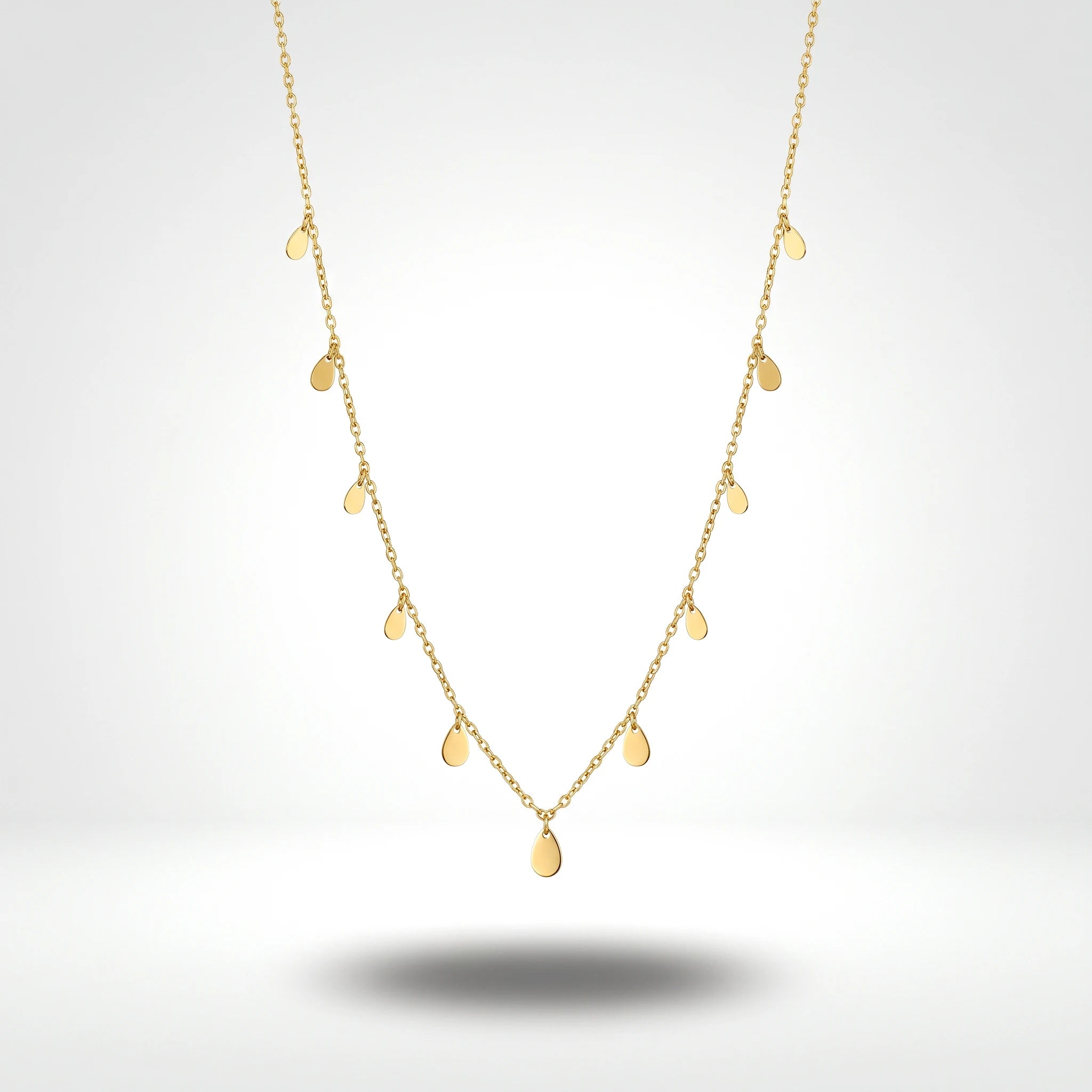 QIAOREN 13570 Gold Stainless Steel Teardrop Charm Necklace with Dainty Drop Pendant Minimalist Fashion Jewelry for Women