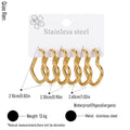 QIAOREN 14458 3 Pair Gold Stainless Steel Twisted Curved Hoop Earrings, Irregular Twist Open Hoops for Daily Jewelry