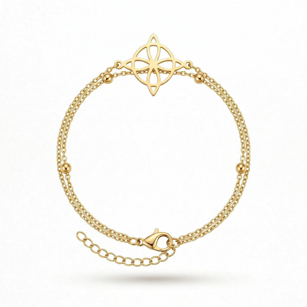 QIAOREN 11041 Luxury Waterproof Stainless Steel Double Layer Compass Bracelet for Women Minimalist Gold Chain Beach Jewelry Gift