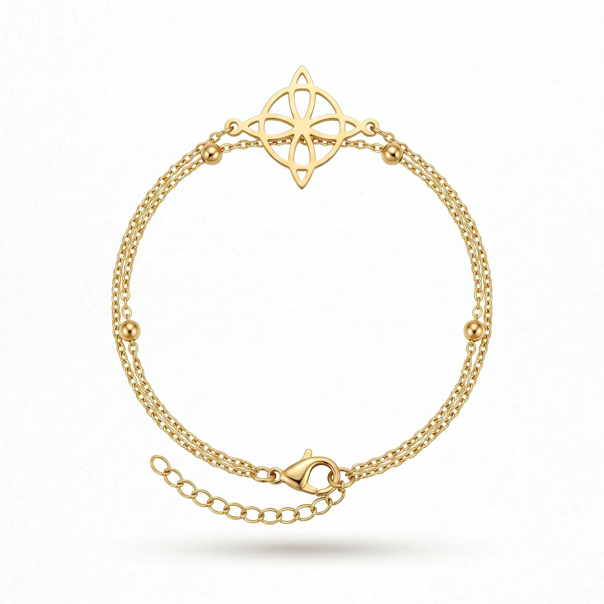 QIAOREN 11041 Luxury Waterproof Stainless Steel Double Layer Compass Bracelet for Women Minimalist Gold Chain Beach Jewelry Gift