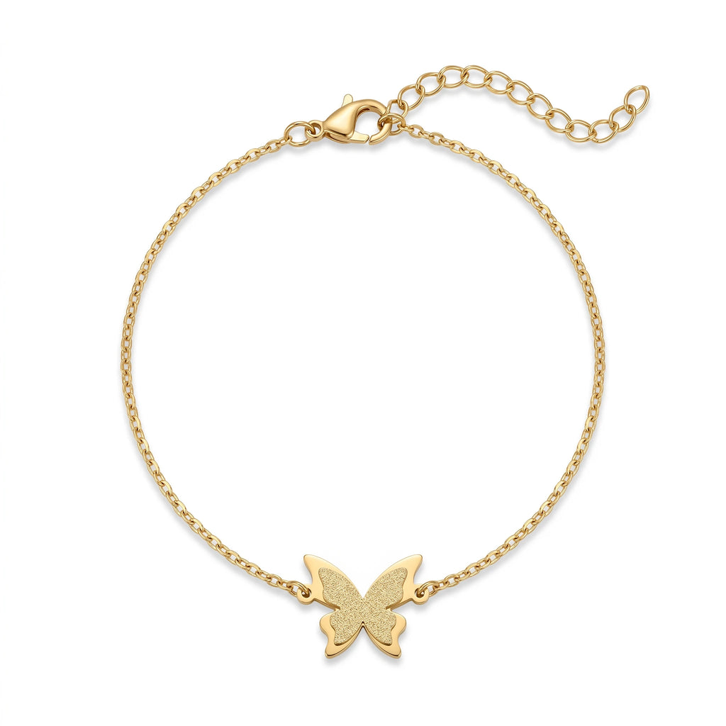 QIAOREN 11948 Waterproof Tarnish Free Stainless Steel Geometric Butterfly Bracelet 18K Gold Plated Minimalist Jewelry Women US