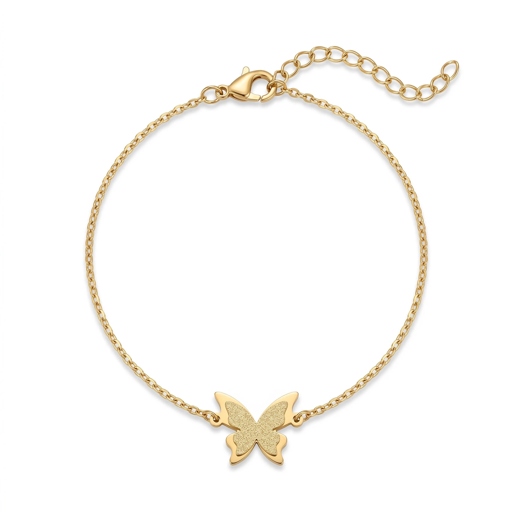 QIAOREN 11948 Waterproof Tarnish Free Stainless Steel Geometric Butterfly Bracelet 18K Gold Plated Minimalist Jewelry Women US
