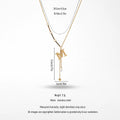 QIAOREN 13991 Mixed Link Y Drop Lariat Necklace with Matte Letter M Charm, Round Bezel Set CZ and Smooth Ball Ends