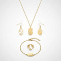 QIAOREN12141Ins Minimalist Abstract Human Face Cutout Stainless Steel 4 in 1 Jewelry Set Gold Plated Ladies Jewelry  Europe USA