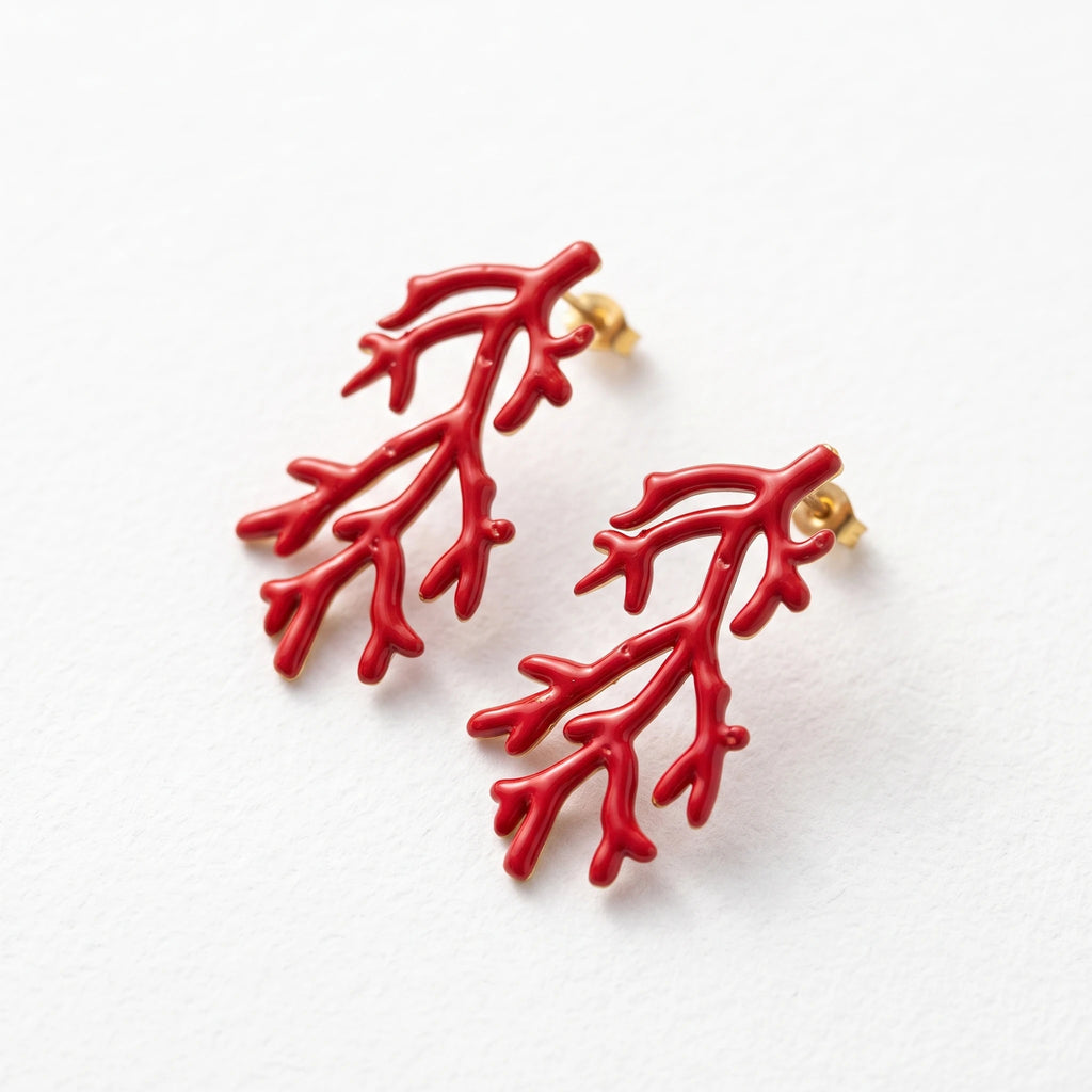 QIAOREN 8620 Gold Tone Pink Enamel Five Petal Flower Stud Earrings Yellow Dot Stamen Floral Pin Studs Sweet Fresh Girly Style