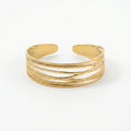 QIAOREN 10993 Luxury Layered Gold Cuff Bracelet Stainless Steel Adjustable Open Bangle for Women Beach Vacation Jewelry