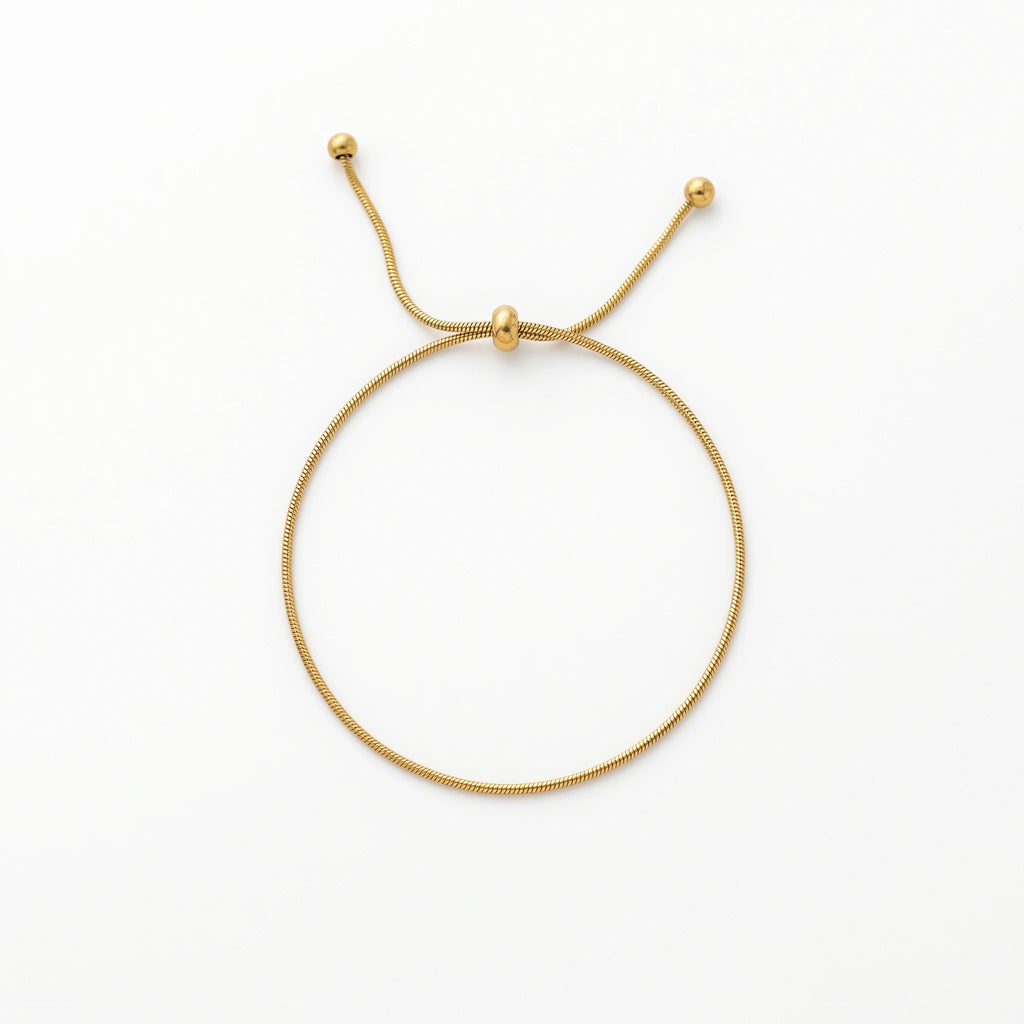 QIAOREN 13300 Thin Chain Bracelet Gold Plated Steel Adjustable Slider Waterproof Minimalist Women Daily Wrist Jewelry Gift