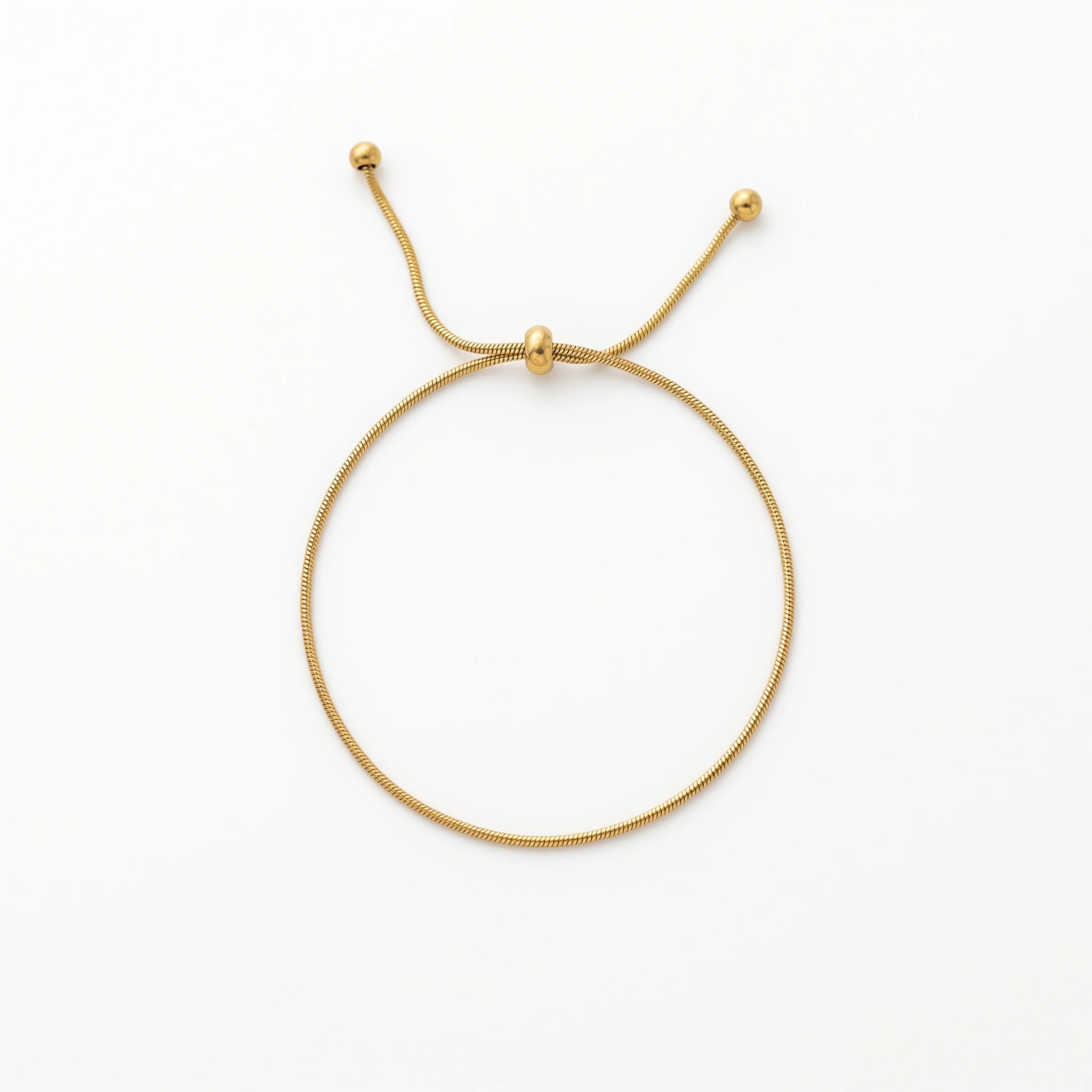 QIAOREN 13300 Thin Chain Bracelet Gold Plated Steel Adjustable Slider Waterproof Minimalist Women Daily Wrist Jewelry Gift