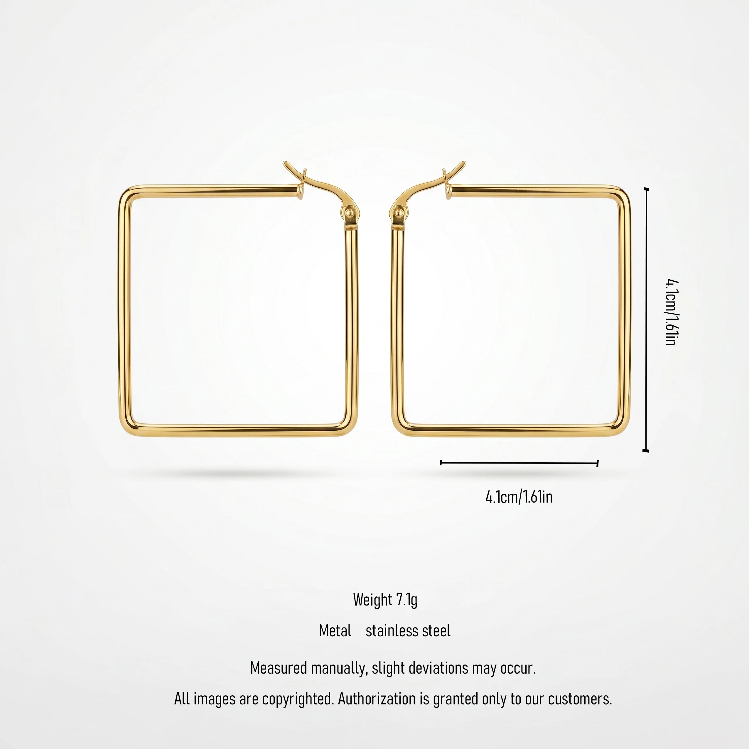 QIAOREN12319 Elegant 90s Retro Square Hoops Gold Stainless Steel Sleek Geometric Thin Tube Statement Hoop Earrings Gift Women