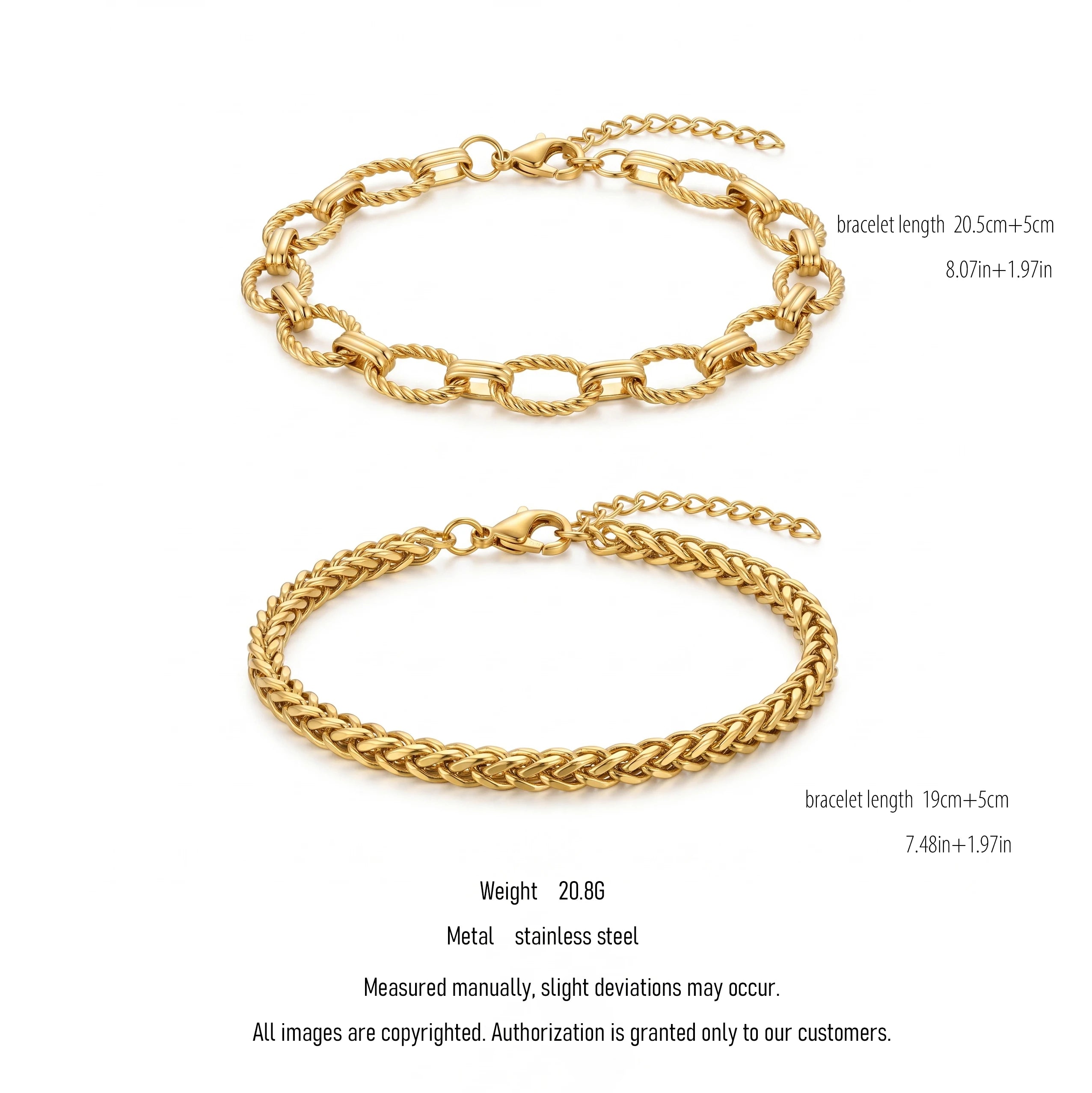 QIAOREN 10672 Trendy Stainless Steel Gold Rope Chain Bracelet Fashion Waterproof Jewelry for Women Daily Wear