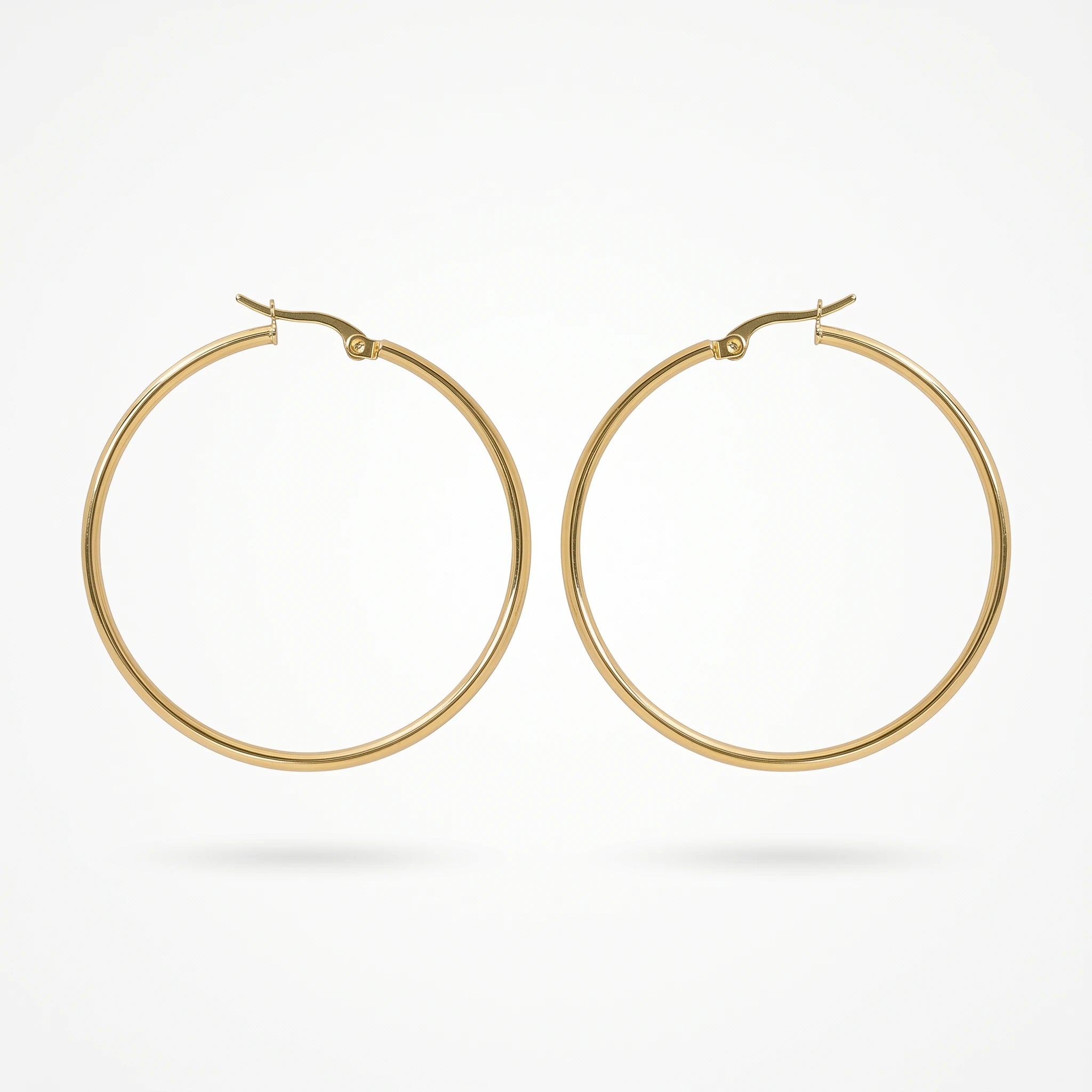 QIAOREN 12329 Classic Thin Round Hoop Earrings Gold Stainless Steel Sleek Slim Wire Circular Hoops Women Minimalist Jewelry US