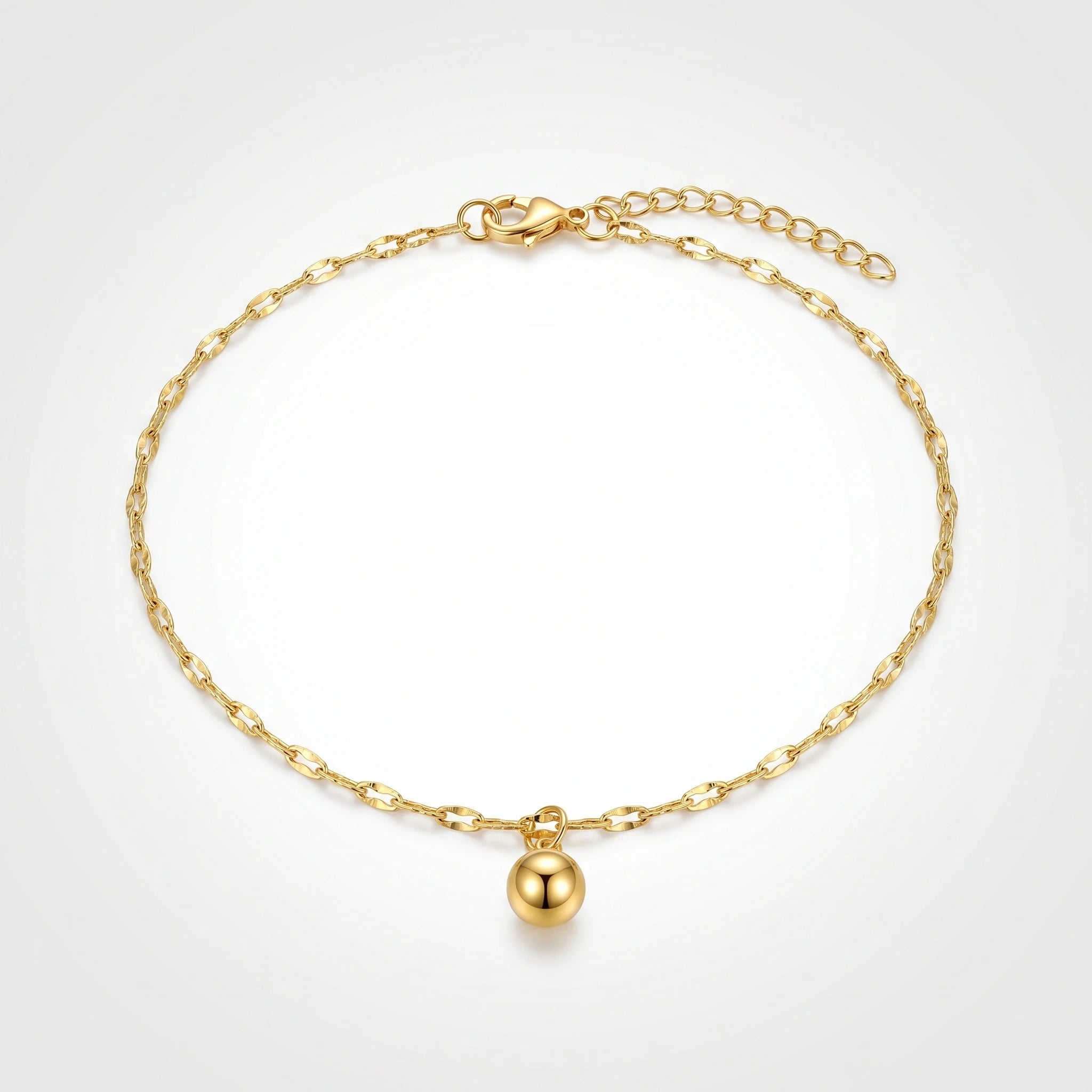 QIAOREN 11089 Stainless Steel Anklet for Women, Minimalist Ball Charm Link Chain ,Waterproof Summer Beach Jewelry Daily Wear