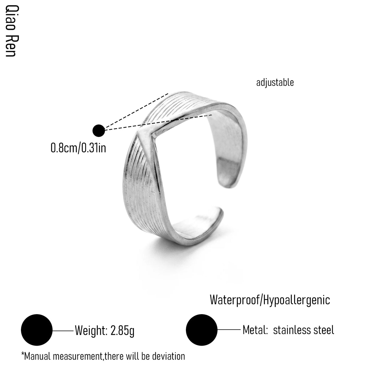 QIAOREN 14251- 61 Vintage Textured Gold Open Cuff Ring Set, Hippie Bohemian Stackable Adjustable Rings for Women