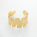 QIAOREN 12660Abstract Serrated Palm Leaf Wide Cuff Bangle Hypoallergenic Stainless Steel Gold Bracelet Beach Party Birthday Gift