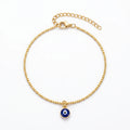 QIAOREN 10727 Waterproof Lucky Eye Charm Trendy Flower Design Stainless Steel 18K Gold Plated Adjustable Stackable Bracelet