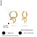 QIAOREN 14422 Open Hollow Crescent Moon Charm Earrings, Stainless Steel Small Hoop Earrings Jewelry Gift