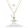 QIAOREN 13986 Mixed Link Chain Pendant Necklace with Matte Frosted Round Ball Charm, Polished Gold