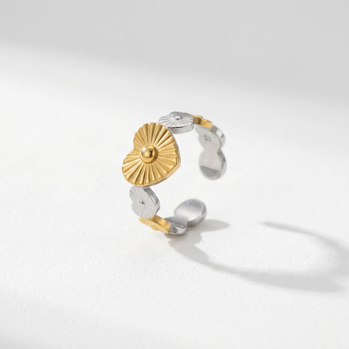 QIAOREN 12948-53 18K Gold Plated 316L Stainless Steel Two Tone Snake Star Adjustable Rings Set Tarnish Free Waterproof Jewelry