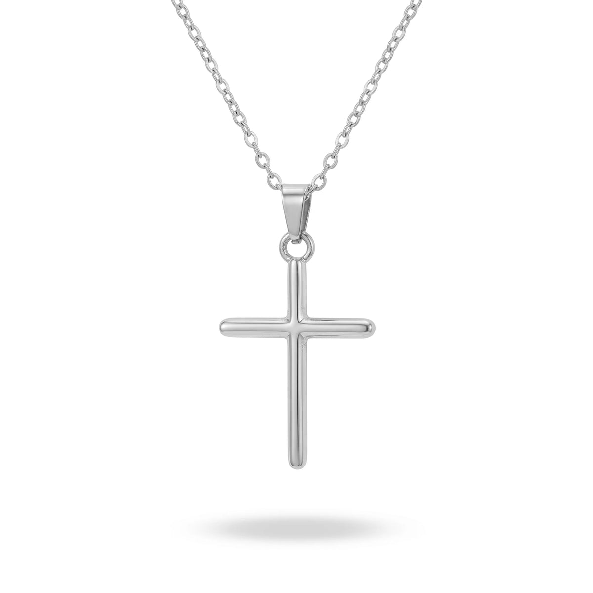 QIAOREN Waterproof Stainless Steel Gold Cross Necklace Classic Christian Pendant Jewelry for Everyday Wear
