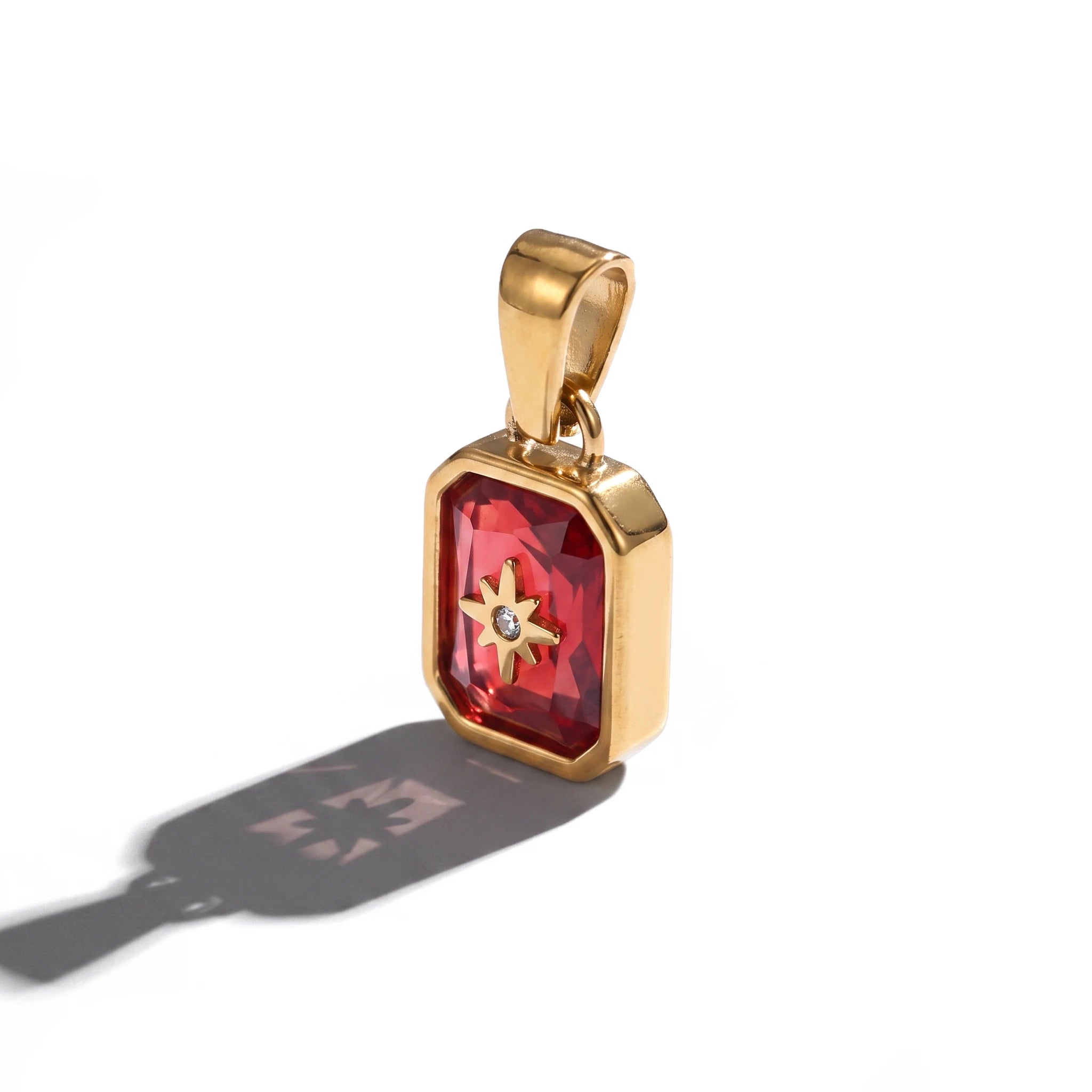 QIAOREN 13882-93 Polished Gold Vintage Birthstone Rectangle Charm for Necklace Making DIY Jewelry Gift