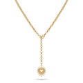 QIAOREN 11801 18K Gold Plated Stainless Steel Anti-Tarnish Sunburst Heart Lariat Y-Necklace Adjustable Dainty Pendant for Women