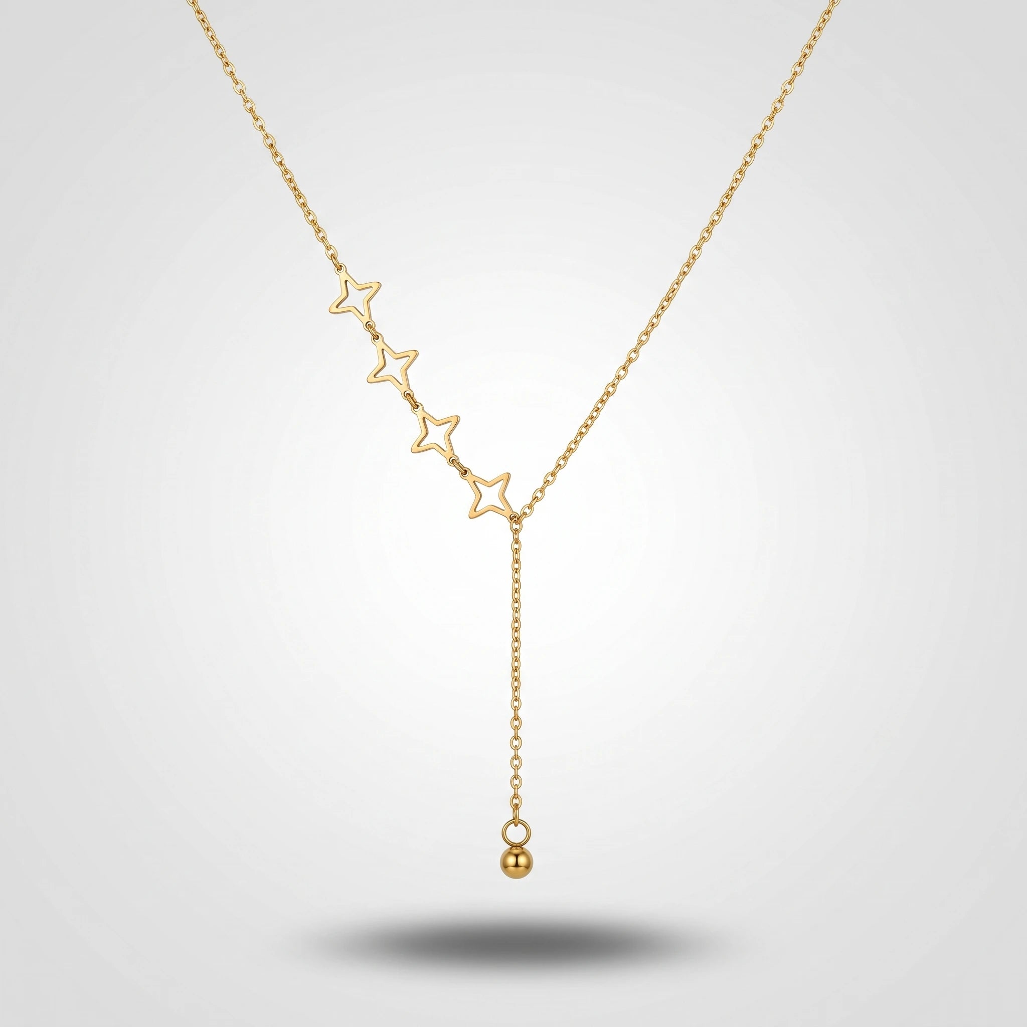 QIAOREN 13959 Stainless Steel Star Y Necklace Gold Dainty Layered Pendant Chain Minimalist Jewelry for Women