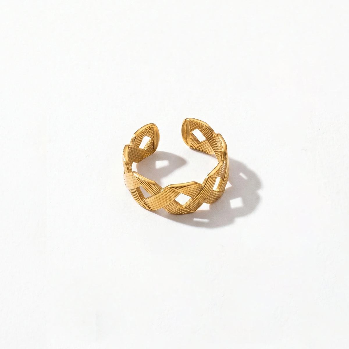 QIAOREN 10706 18K Gold Plated Stainless Steel Waterproof Open Ring Set | 5Pcs Adjustable Stackable Rings
