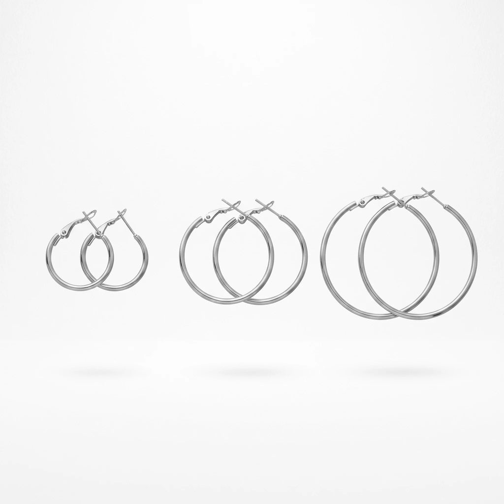QIAOREN 13214 Gold Plated Tube Hoop Earrings for Women Stainless Steel Classic Round Lightweight Fashion Jewelry