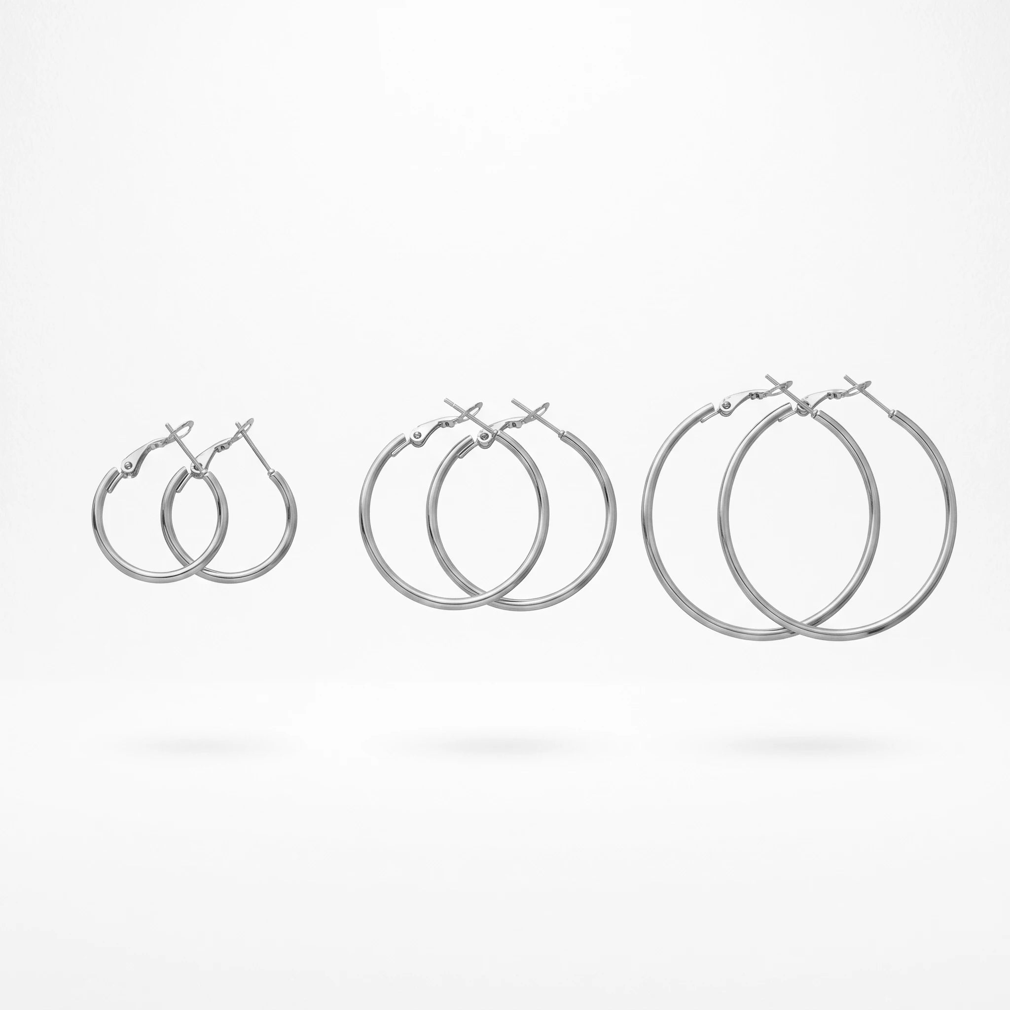 QIAOREN 13214 Gold Plated Tube Hoop Earrings for Women Stainless Steel Classic Round Lightweight Fashion Jewelry