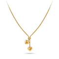 QIAOREN 10608 Trendy Double Heart Pendant Necklace 18K Gold Plated Stainless Steel Waterproof Tarnish Free Party Jewelry