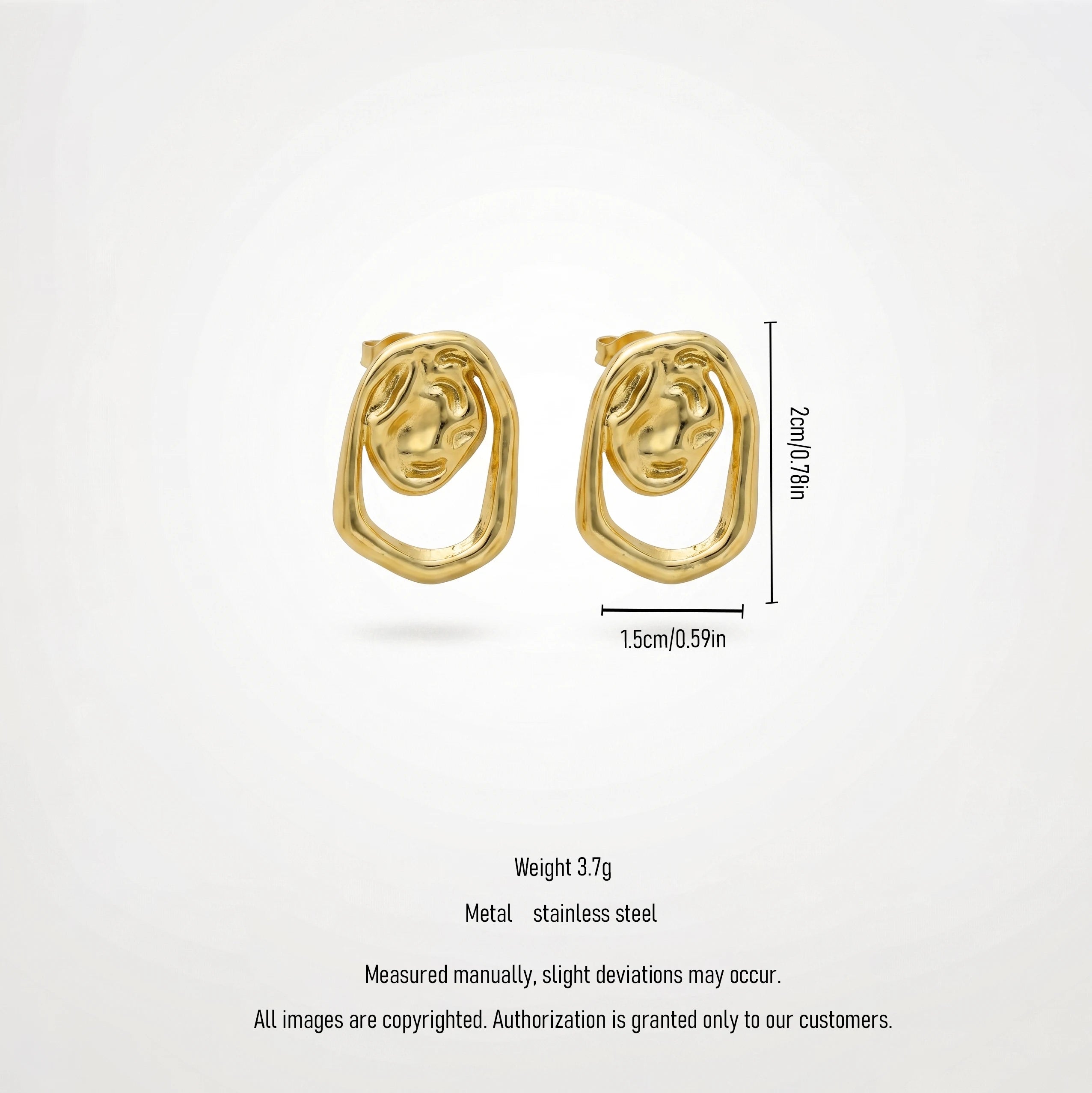 QIAOREN 13219 Silver Plated Organic Irregular Stud Earrings for Women Stainless Steel Sculptural Statement Jewelry