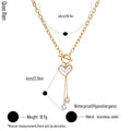 QIAOREN 14419 Heart Shell OT Toggle Tassel Necklace With Teardrop CZ, Stainless Steel Chain Necklace Jewelry Gift