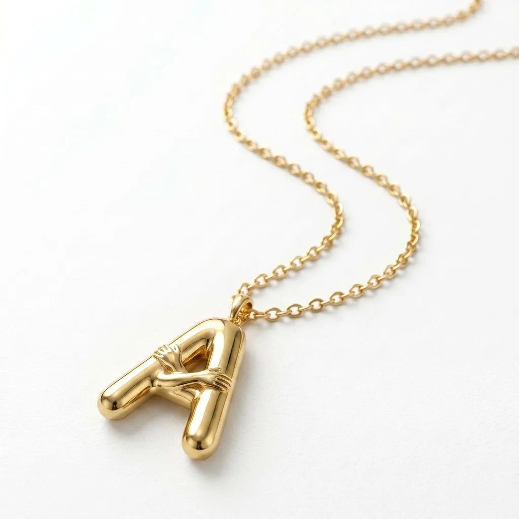QIAOREN A-Z 26 Letter Initial Necklace Stainless Steel Gold Silver Alphabet Pendant Personalized Name Jewelry Gift for Women
