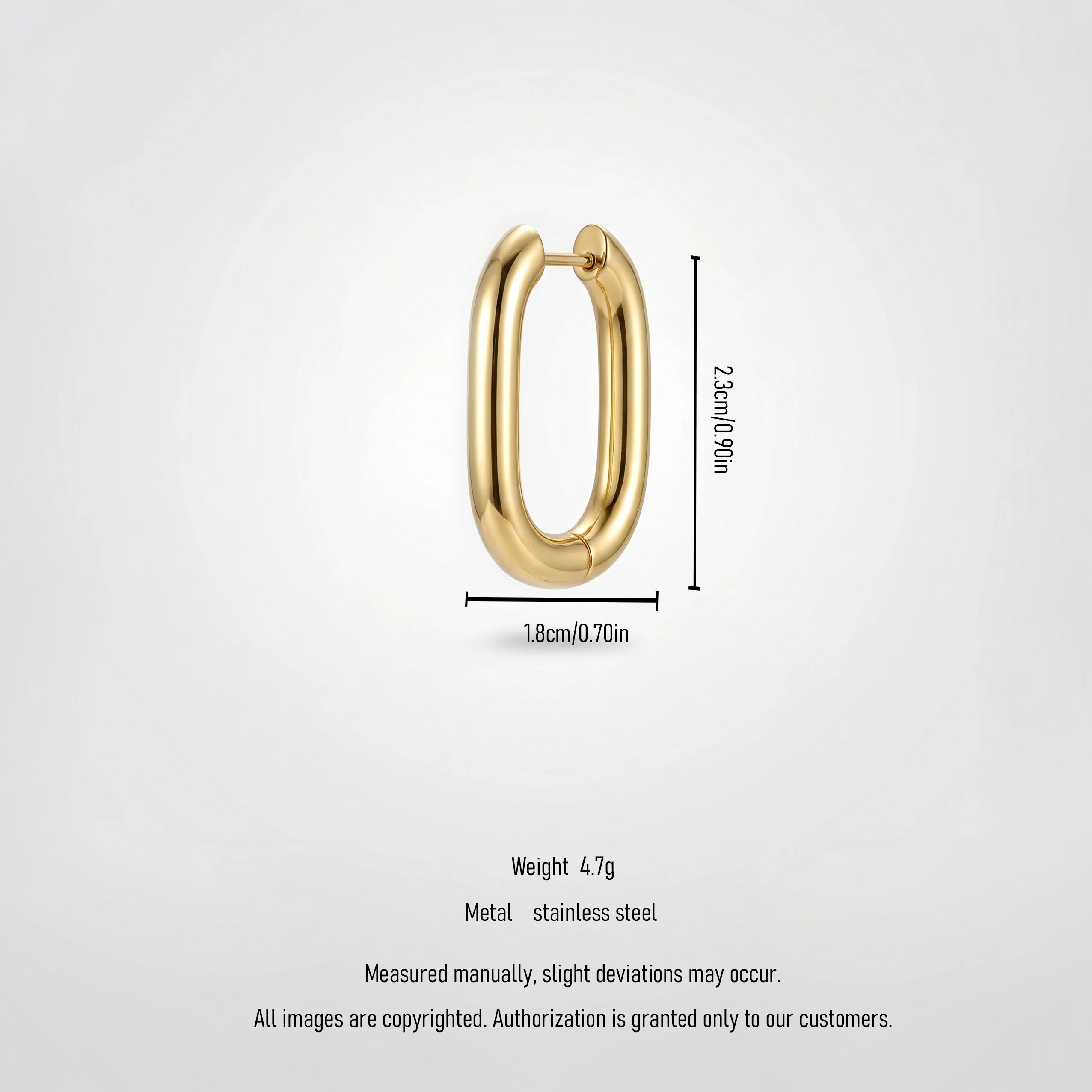 QIAOREN 12603 Chunky Long Oval Tube Hoop Earrings Tarnish Proof Stainless Steel Gold Snap Ear Hoops Minimal Geometric Jewelry