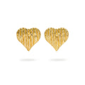QIAOREN 13258 18K Gold PVD Plated  Stainless Steel Vertical Textured Heart Stud Earrings Irregular Ripple Love Ear Studs