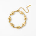 QIAOREN 12031Trend Minimal Jewelry Stainless Steel Solid Curved Horn Bead Bracelet Adjustable Extension Link Chain