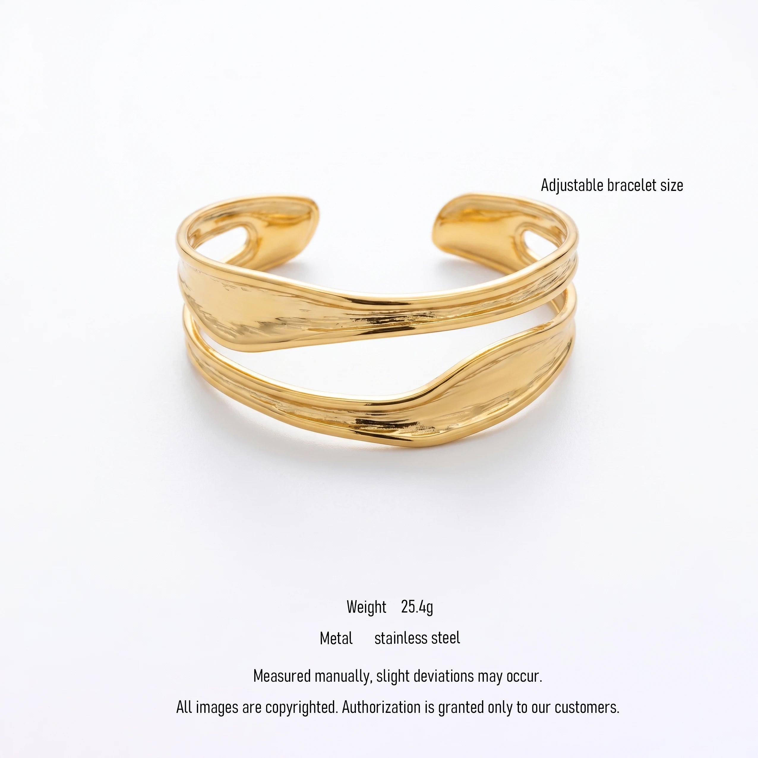 QIAOREN 10733 Modern Split Open Cuff Geometric Micro Insert Stainless Steel 18K Gold Plated Waterproof Stackable Bangle for Her