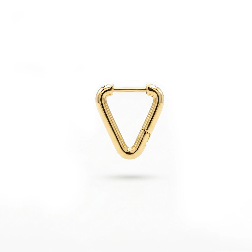 QIAOREN 12585 Dainty Shiny V Shape Geometric Huggie Earrings 316L Stainless Steel No Fade Gold Plated Hoop Jewelry Gift