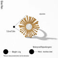 QIAOREN 14197-201 Flower & Sunburst Open Ring Set, White Mica Inlaid Adjustable Stackable Ring Jewelry Gift for Daily Outfits