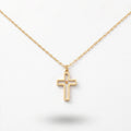QIAOREN 13426 Stainless Steel Cross Pendant Necklace Gold Silver Minimalist Religious Faith Jewelry for Women
