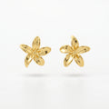 QIAOREN 13244 18K Gold PVD Plated  Stainless Steel Plumeria Stud Earrings Polished Five Petal Flower Ear Studs
