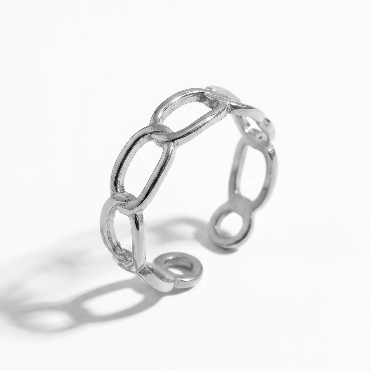 QIAOREN Stainless Steel Stackable Rings Set PVD Gold Plated Adjustable Open Ring Jewelry for Women